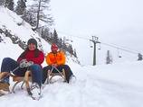 Hiking and tobogganing on the panorama run (Panoramaabfahrt)
