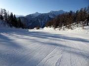 Excellently groomed slopes in the ski resort of Pejo