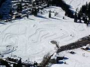 View of the cross-country trails on the outskirts of San Martino di Castrozza
