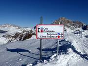 Slope signposting in the ski resort of San Martino di Castrozza