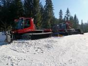 The grooming machines prepare the slopes on Kasprowy Wierch.