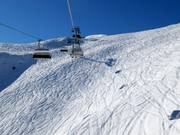 Ungroomed, unsecured ski terrain at the Hüttenkopfbahn
