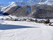 The practice slope Sonnenlift in the village of Sulden