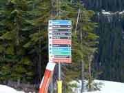 Slope sign-posting in the Cypress Mountain ski resort