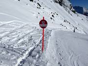 Slope marking in the ski resort of Pejo
