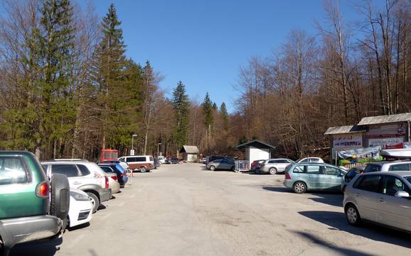 Julian Alps (Julijske Alpe): access to ski resorts and parking at ski resorts – Access, Parking Vogel – Bohinj
