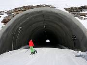 Passage through the ski tunnel at the Kaunertal Glacier