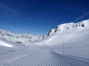 Perfectly groomed slope at Gemsstock