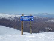 Slope signposting in the ski resort of Cardrona