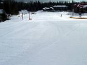 Freshly groomed slope in the Fernie ski area