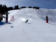 Finish area of the World Cup Skimovie run at Chuenisbärgli