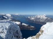 View from Fronalpstock of Lake Lucerne with viewing platform