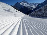 Groomed slope in the Gargellen ski resort