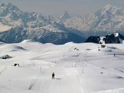 Panorama downhill run with a view of the Matterhorn