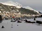 View of accommodation in Davos directly at the Jakobshorn