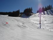 Perfect slope grooming in the June Mountain ski area
