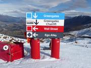 Slope signposting in the ski resort of Coronet Peak
