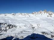 View from Col Margherita of the slopes at Passo San Pellegrino