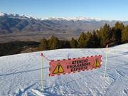 Warning notice for the difficult slope