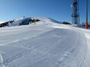 Perfectly groomed slope in the Lagorai ski area