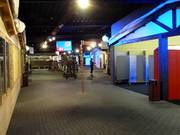 The area between the ski rental and the changing rooms