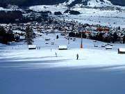 The ski resort stretches down to the village