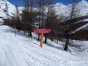 Slope signage in the Saas-Fee ski area