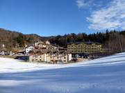 The hotels are right next to the slopes in Bertoldi