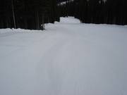 Freshly groomed slope in the Sunshine Village ski area