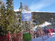 Slope signage in the ski area