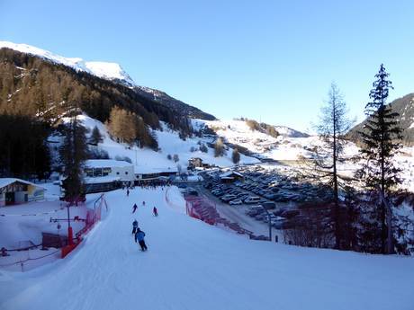 Sesvenna Alps: access to ski resorts and parking at ski resorts – Access, Parking Belpiano (Schöneben)/Malga San Valentino (Haideralm)