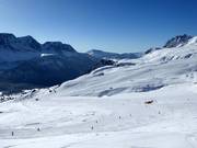 View over the ski area at Passo San Pellegrino