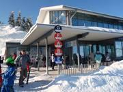 Signage at the mountain station of the gondola lift