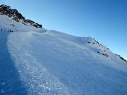 Challenging slopes and unsecured terrain on the Marmolada