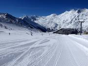 Groomed slope in the Hohsaas ski area