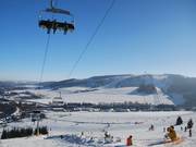 The ski slopes are grouped together surrounding the expansive Willingen valley basin