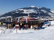 Après-ski bar at the valley station of the Alpenrosenbahn in Westendorf