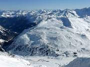 View of the Sportgastein ski area from Schareck on the Mölltal Glacier