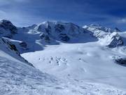 Morteratsch glacier run with a view of Piz Palü (3900 m)