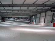 In the upper section, the slope is a bit steeper.