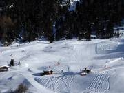 View of the practice slope at the Gampenlift