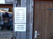 Price information at the ticket counter