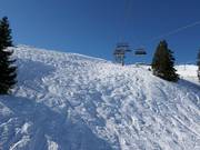Ungroomed, unsecured ski terrain at the Rätikonbahn