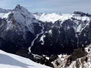 View of the difficult slope Ciampac-Alba