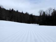 Perfectly groomed slope in the Killington ski resort