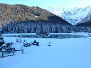Snowmaking pond in Ponte di Legno