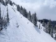Steep terrain at the Great Western Express chairlift