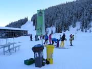 Recycling station in the ski area
