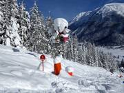 Fresh snow lets the snow cannon rest