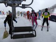 When it snows, the seats are cleared off.